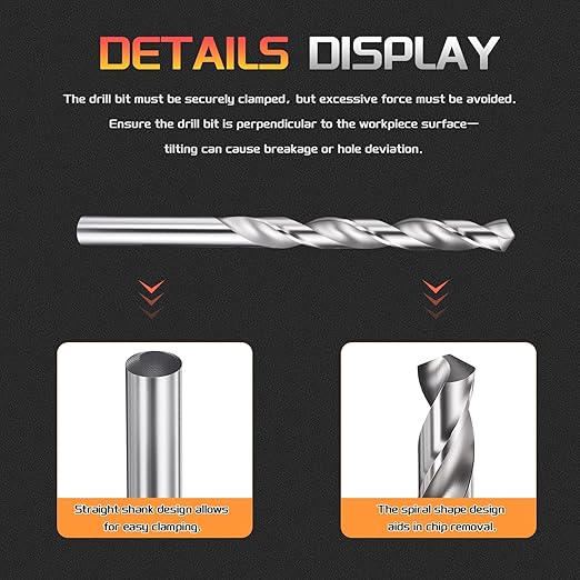 Drill Bit, 11/32" Cutting Diameter, 4241 HSS 118° Cutting Angle Uncoated Bright Versatile Jobber Bits - (Applications: for Drilling Plastic Wood Soft Metal), 6-Pieces