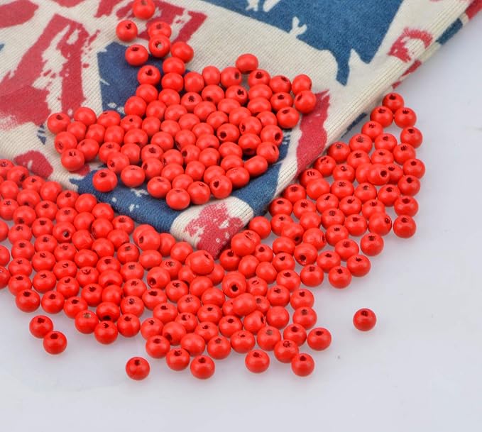 AD Beads 300 Pieces Wood Spacer Loose Wooden Craft Beads Big Hole Beads Assorted - Image 3