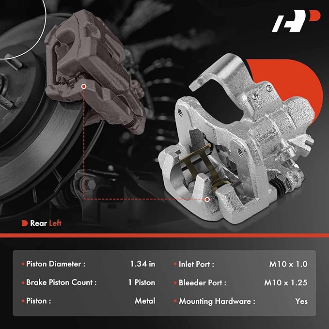 A-Premium Disc Brake Caliper Assembly with Bracket Compatible with Select Acura and Honda Models - Civic 2006-2015, CSX 2006-2011, ILX 2013-2018 - Rear Left Driver Side