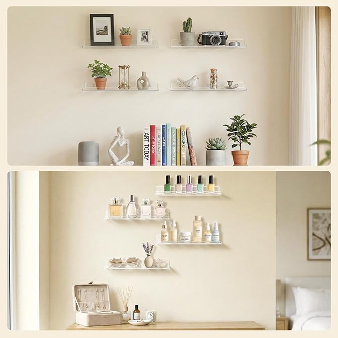 Lifewit Floating Shelves for Bathroom, Acrylic Display Shelf Wall Mounted for - Image 8