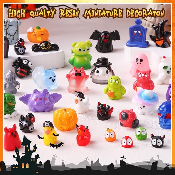 DIYDEC 50pcs Halloween Mini Resin Figures 50 Styles Tiny Resin Figures - Image 2