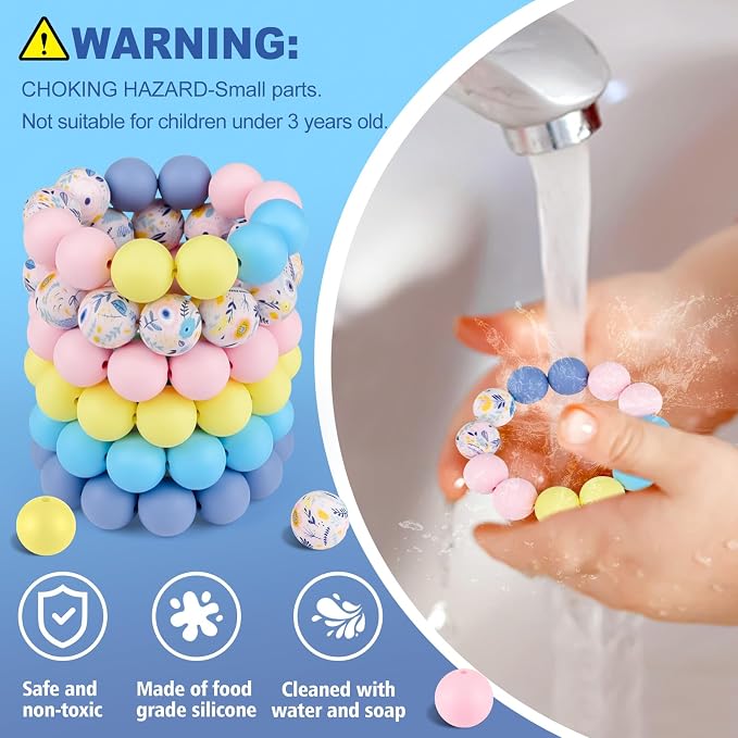 ASTARON 100 Pcs 15mm Silicone Beads - Image 3