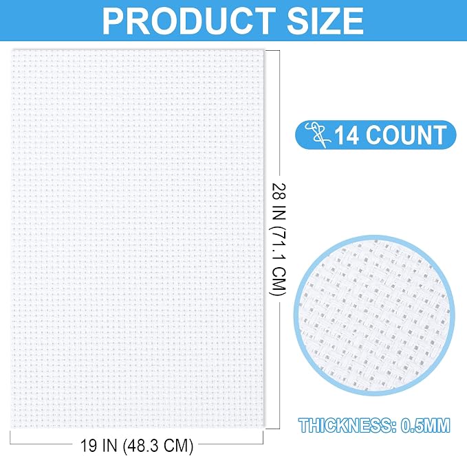 Cross Stitch Fabric 14 Count Aida Cloth 28 x 19 Inch Large Size Classic Reserve - Image 2