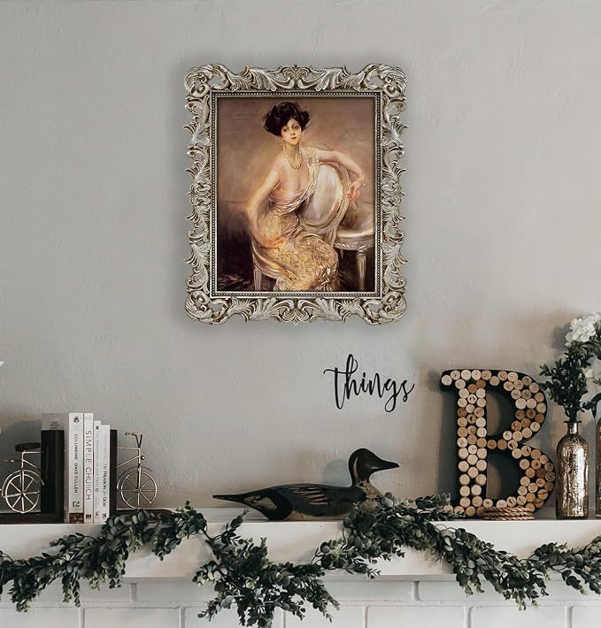 11x14 Picture Frame Silver Ornate Vintage Antique Gothic Baroque | Wall Display - Image 3