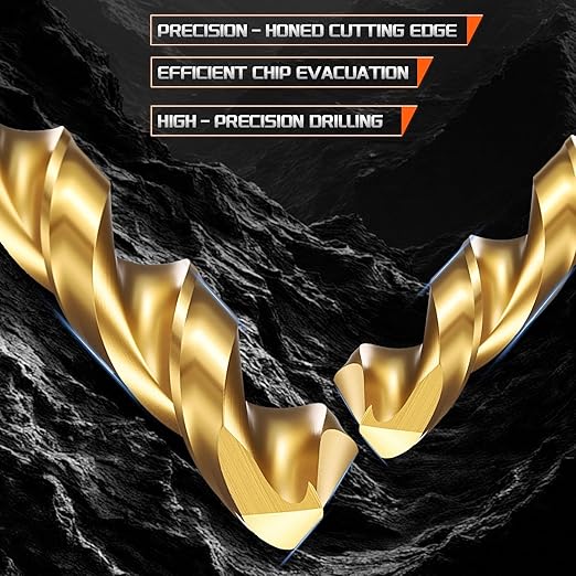 Drill Bit, 3/32" Cutting Diameter (2.381mm), 4241 HSS TiN Coated 118° Cutting Angle Versatile Jobber Bits - (Applications: for Drilling Plastic Wood Soft Thin Metal), 20-Pieces