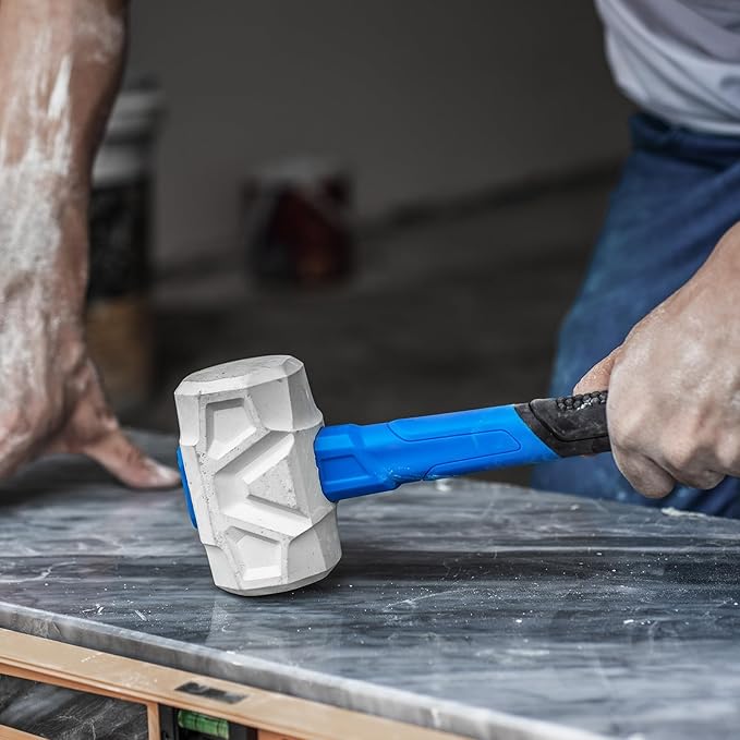 Real Steel Rubber Mallet Hammer 32 OZ White Rubber Hammer with Solid Head, Double-faced Mallets for Flooring, Woodworking, Camping, Automotive 0323