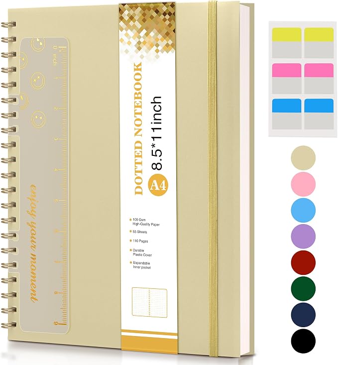 Dotted Notebook, Spiral Notebook Journal 8.5” x 11”, A4 Large Dot Grid Notebooks by UEBZFOCS