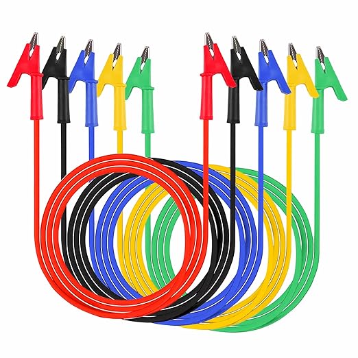 Short Alligator Clip Test Leads,Clip to Clip Insulator Test Leads,Heavy Duty Test Leads with Alligator Clips for multimeters, Battery Testing,16AWG 3.28Ft 5PCS.