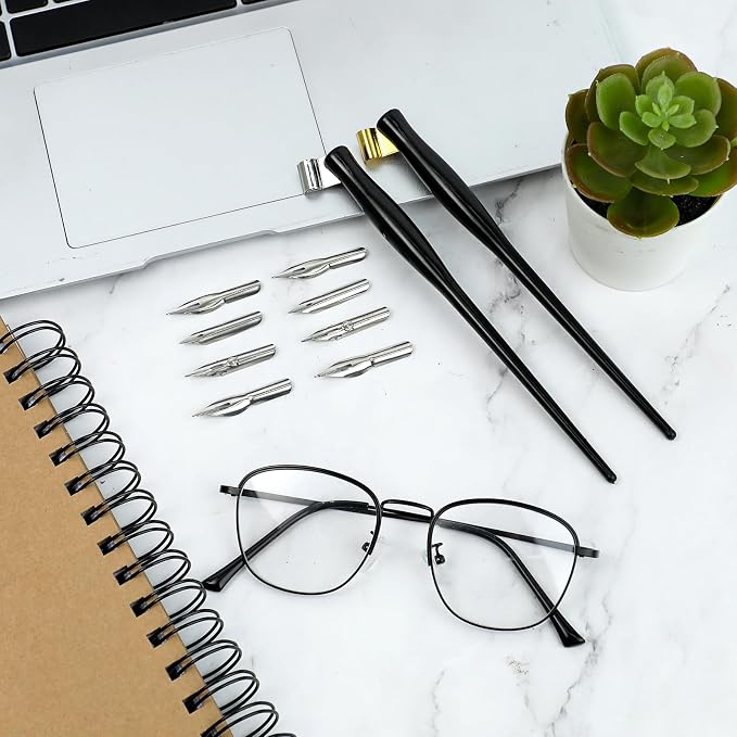 10PCS Oblique Calligraphy Dip Pen Set - Image 8