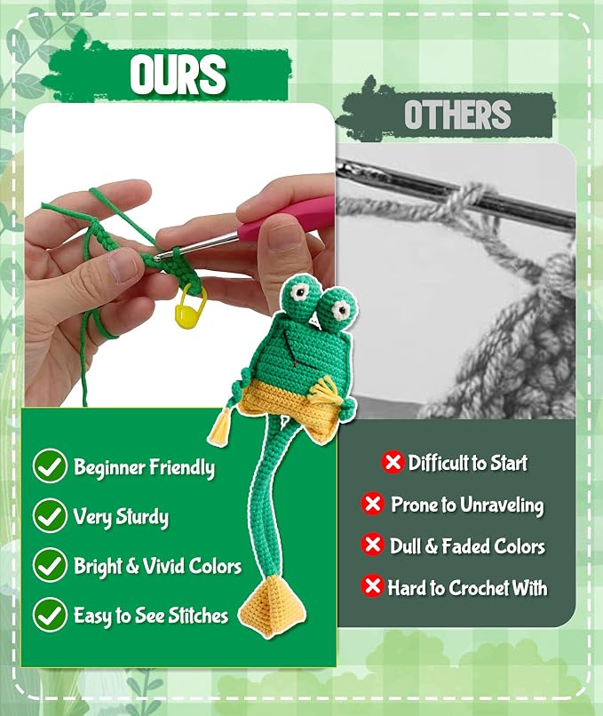 Totiro Crochet Kit for Beginners, Long-Legged Frog Amigurumi Starter Kit - Image 3