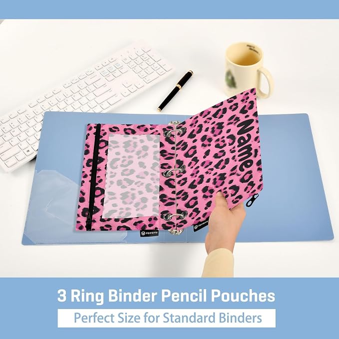 Custom Hot Pink Black Leopard Print Pencil Pouch - Image 4