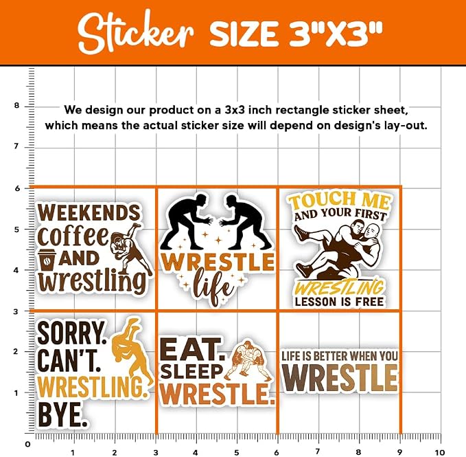 MAIANEY | 10PCS Wrestling Stickers Pack 3 Inch - Image 4
