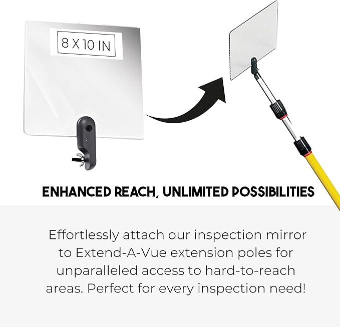Inspection Mirror Replacement Works with Extend A Vue Extension Poles, 8 inch x 10 inch