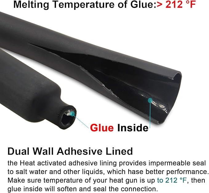 2 Pcs 3/4 inch (Diameter) 3:1 Dual Wall Adhesive Heat Shrink Tubing Kit, Large Wire Shrinkable Tube Wrap by MILAPEAK (4 Feet, Black & Red)
