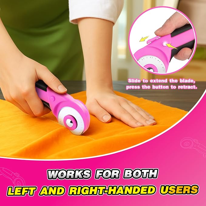 DIYSELF 45mm Rotary Cutter for Fabric, Safety Lock Ergonomic Handle, Quilting - Image 4
