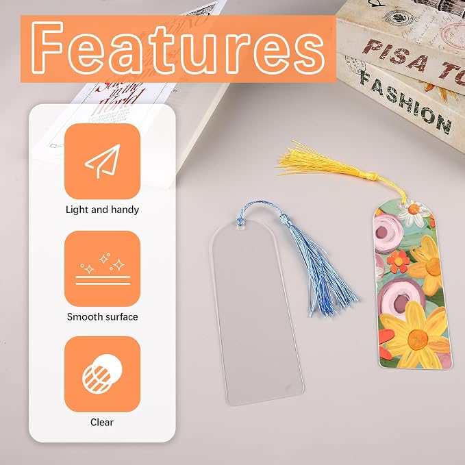 30 Pcs Clear Acrylic Bookmarks Blanks 6" x 2", Plastic Book Page Markers - Image 4