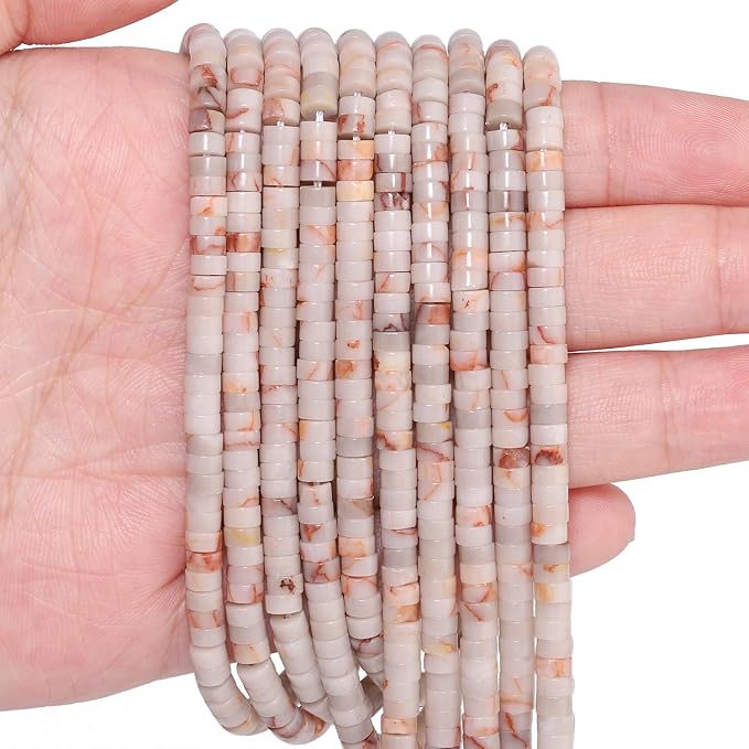 150Pcs 4×2mm Natural Red Web Jasper Spacer Stone Beads by Nitopupu