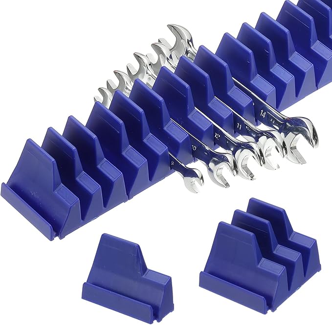 PATIKIL 23pcs Magnetic Wrench Organizer for Tool Box, Magnetic Modular Wrench Organizer Holder Toolbox Universally for 23 Tools Drawer Chest Ratcheting Offset Wrenches, Blue