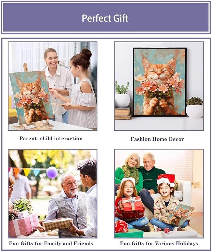 Cat Paint by Numbers Kit for Adults - Image 6