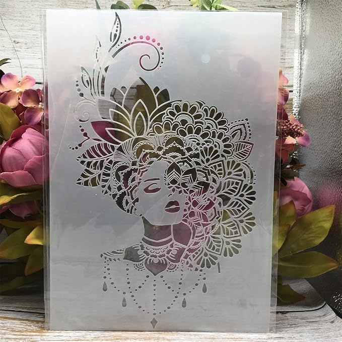 TIAMECH A4 Reusable Mandala Lady Stencil - Image 8