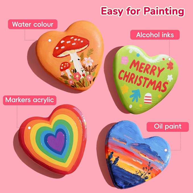 Simetufy 25 Pcs Heart-Shaped Rocks - Image 4