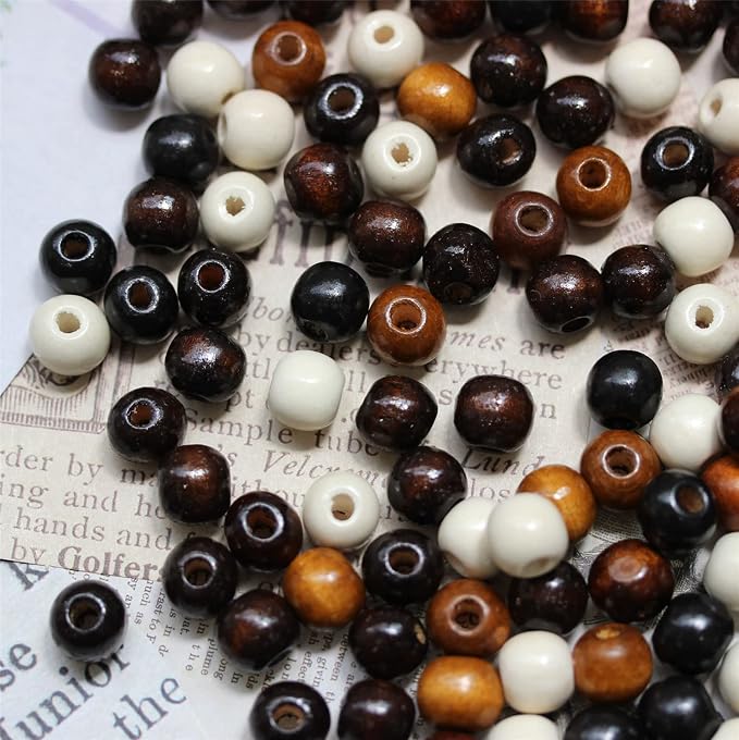 400Pcs Large Hole Wood Beads, BetterJonny Natural Wooden Spacer Beads Bulk - Image 3