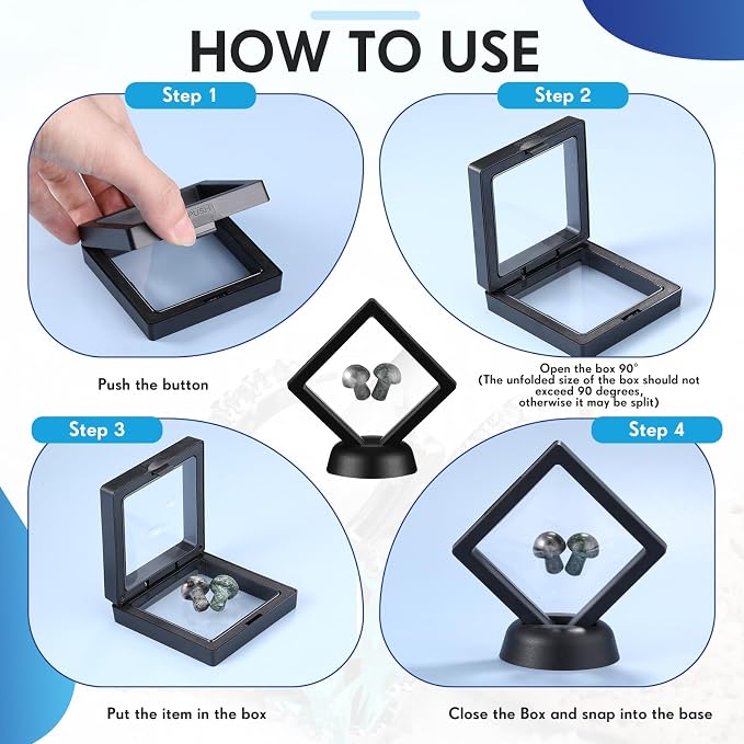 60 Pcs 3D Floating Display Case PE Film Jewelry Storage Box Coins Display Frame - Image 2