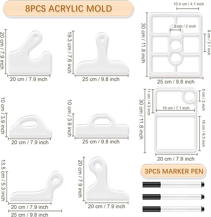 8PCS Router Templates for Woodworking 6 Acrylic Charcuterie Board Templates 2 - Image 2