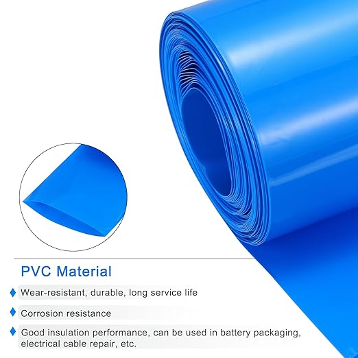 MECCANIXITY Battery Wrap PVC Heat Shrink Tubing 50mm Dia 80mm Flat 33 Feet(10meters) Blue Good Insulation for Battery Pack