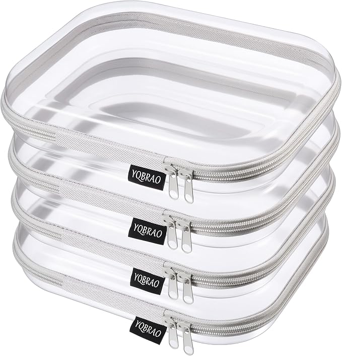 YQBRAO 4-Pack Clear Diaper Bag Organizer Pouches, 1.2mm Ultra-Thick PET Travel by Unknown