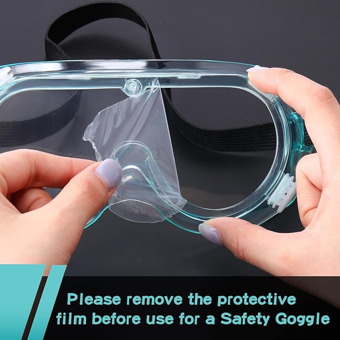Yunsailing 30 Pack Protective Safety Goggles Clear Lab Over Glasses Anti Fog Eye Protection Goggles for Men Women(Clear Green)