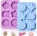 SJ Silicone Molds for Crafts, Flower Soap Molds 2 Pack | 6 Floral Designs by SJ