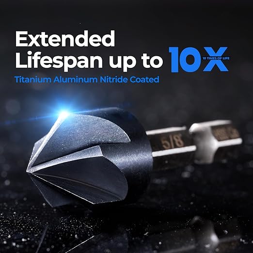 toolant 1/4" Noir-Ti Cobalt Countersink Drill Bit(Pro), Titanium Aluminum Nitride Coated with Quick Change Hex Shank