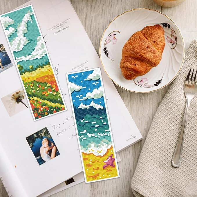 INFUNLY 6PCS Landscape Cross Stitch Bookmark Kit - Image 7