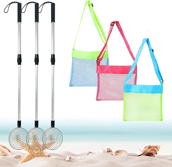 6Pcs Beach Sand Sifter, Adjustable Shark Teeth Sifter Shell Shovel Rock Scooper by Hlimior