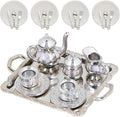 24 Pieces 1:12 Miniature Tea Set Metal Mini Teapot Tiny Tea Cup Mini Doll by HOMICO