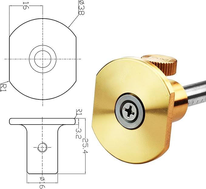 Wheel Marking Gauge Kit with 2 Extra Cutter Wheels and Screws, Small Anti Roll Brass Head, Metric Micro Adjuster Ruler, Woodworking Tools Scriber for Woodworking