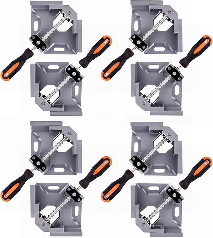 8pcs Corner Clamp - Right Angle 90 Degree Wood Clamps For Woodworking, With Adjustable Swing Jaw Aluminum Alloy Frame, For Welding, DIY Woodworking