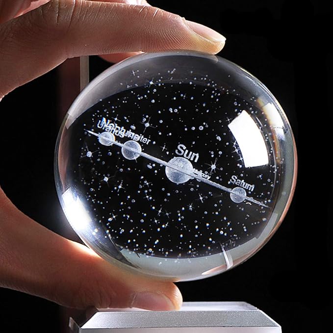 Qianwei 3D Solar System Model Crystal Ball Astronomy Gifts Men Space Decor | - Image 7