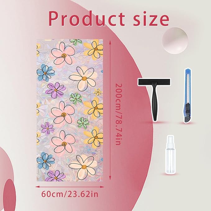 Daisy Flower Stained Glass Window Film Static Cling - Image 2