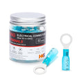 HKS 50 PCS Ring Terminals 5/16" Blue 16-14 AWG - M8 - Electrical Connectors - Heat Shrink Wire Connector Kit - Tinned Red Copper - Automotive Marine Ring Connectors - Waterproof and Insulated