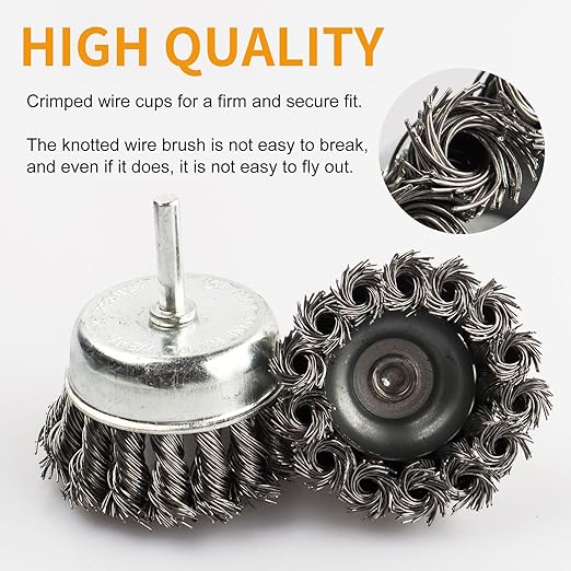 7 Pack Twist Knot Wire Wheel Brush Crimped Cup Wire Wheels Brush Set for Drill with 1/4-Inch Shank for Rust Removal, Corrosion and Paint