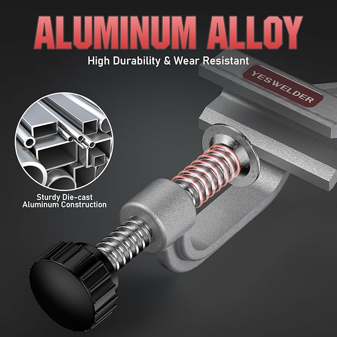 YESWELDER 10-180° Adjustable Tube Clamp with Swing Jaw, Aluminum Alloy Right Angle Corner Clamp for Welding, Woodworking, DIY Projects, Cabinet Making