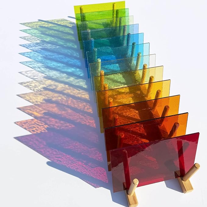 LITMIND 12 Sheets Smooth Transparent Stained Glass Sheets – Warm & Bright Color by LITMIND