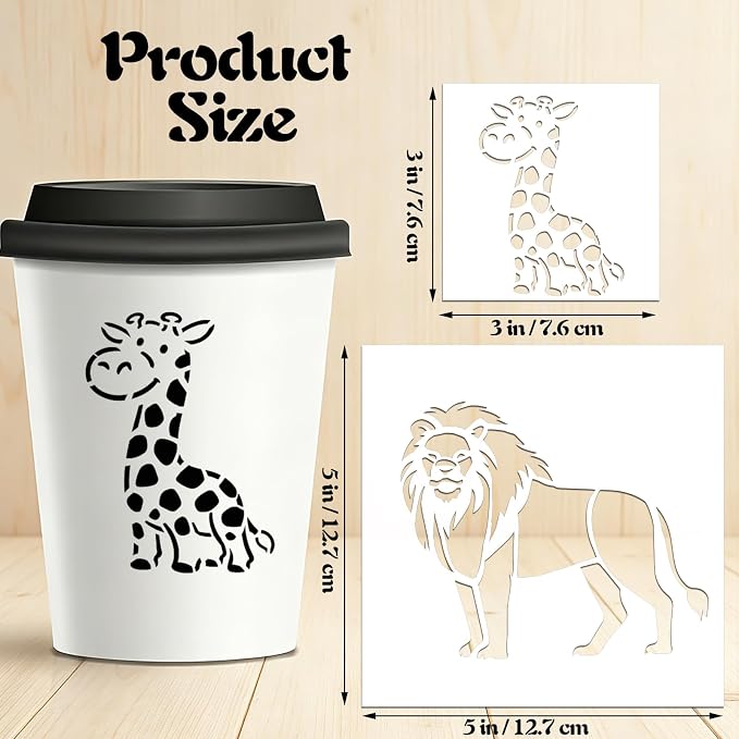 60 Pieces Animal Stencils for Painting, 3 & 5 Inch Reusable 60 Animal Designs - Image 2