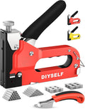 DIYSELF-Staple-Gun-for-Wood, 4-in-1 Upholstery Staple Gun Heavy Duty, Fabric Stapler, grapadora para Madera, Adjustable Manual Upholstery Stapler for Wall, Crafts, Furniture with 4000 Staples/Remover