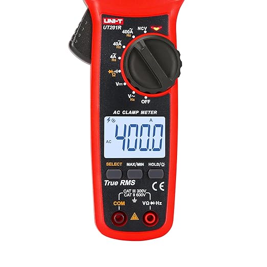 UNI-T UT201R Digital Clamp Meter AC Current TRMS HVAC Amp Ohm Volt Meter Clamp On Multimeter Auto Ranging 4000Counts AC Current Frequency NCV AC DC Voltage Frequency Resistance Continuity Diode Tester