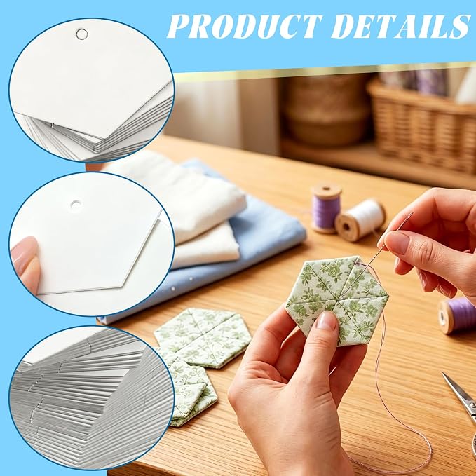 Neworkg 700 PCS Hexagon Piecing Paper Templates, 1.25" White Paper templates - Image 3