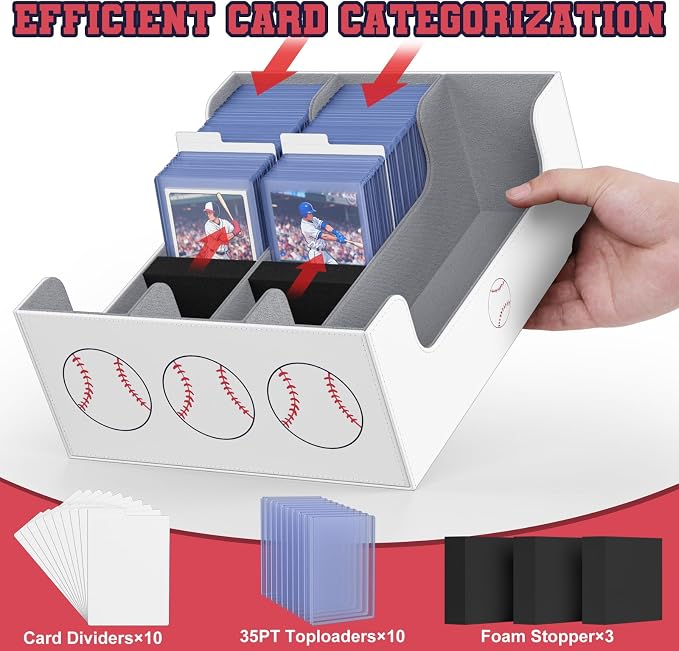 Mlikero Baseball Card Storage Box, Trading Card Storage Box Oversized Fits - Image 4