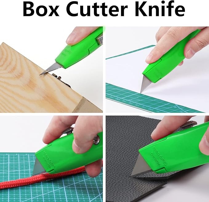 DIYSELF Utility Knife, 20 Pack Heavy Duty Box Cutter Retractable, Box Cutter Knife, Box Opener, Cardboard Cutter, Utility Knives for Garage, Home and Office, Box Cutters for Daily Use (Green)
